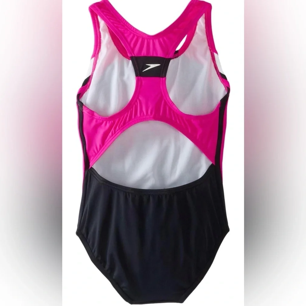 Speedo Big Girl's Swimsuit One Piece Infinity Splice Thick‎ Strap, Blush Size 7